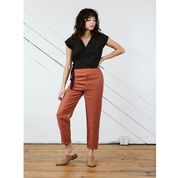 Only Child Pants - Rust Solana Slim Pants - Only Child Clothing